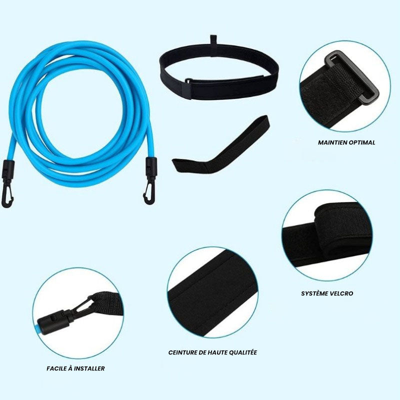 Élastique de Nage Statique pour Piscine - Améliore la Technique de Nage trave