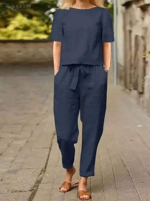 Ensemble pièces en Lin - Couleur Bleu marine pour un style classique et raffiné d
