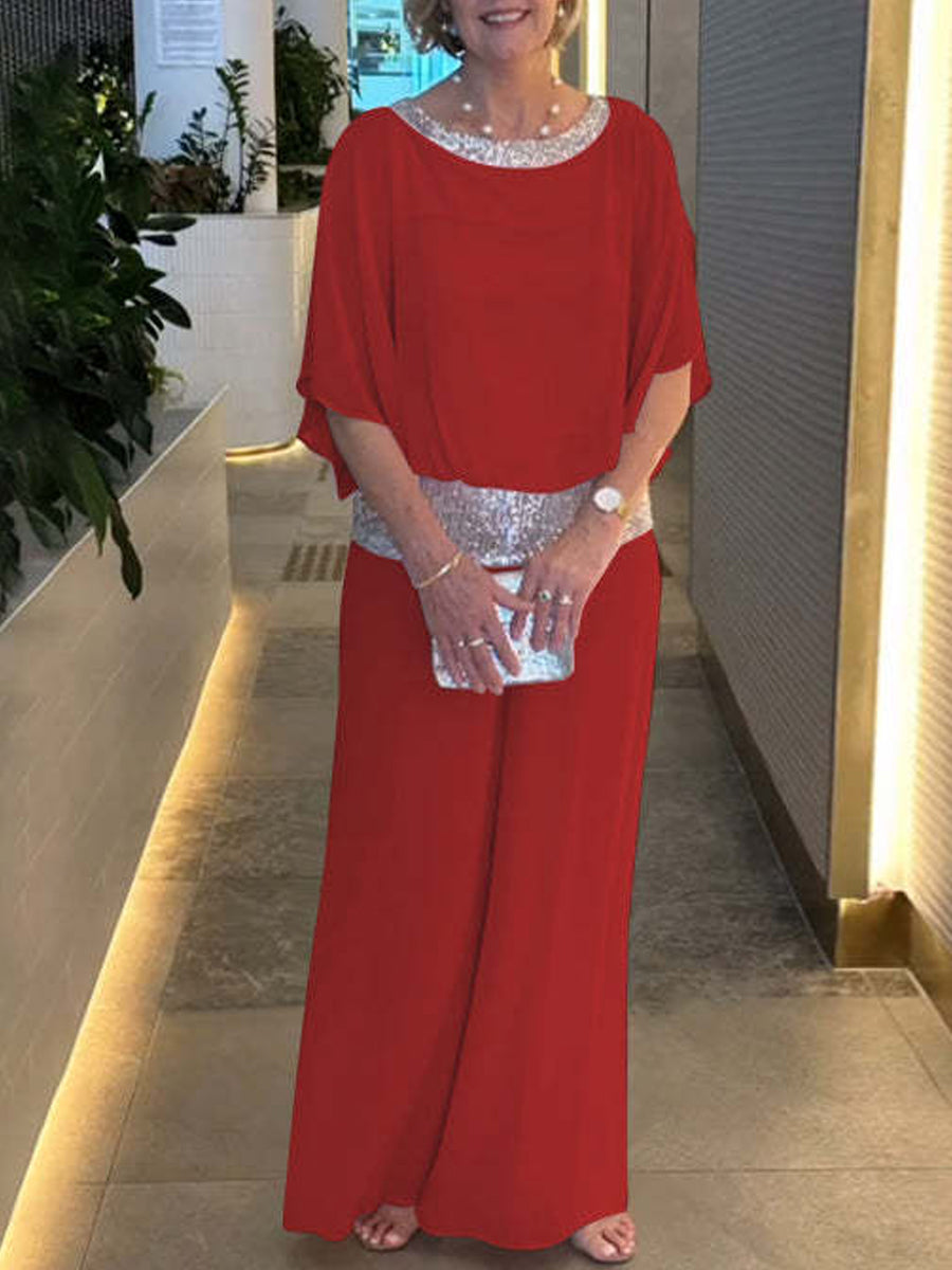 Ensemble à paillettes Giovanna - Paillettes vibrantes en rouge pour une tenue audacieuse