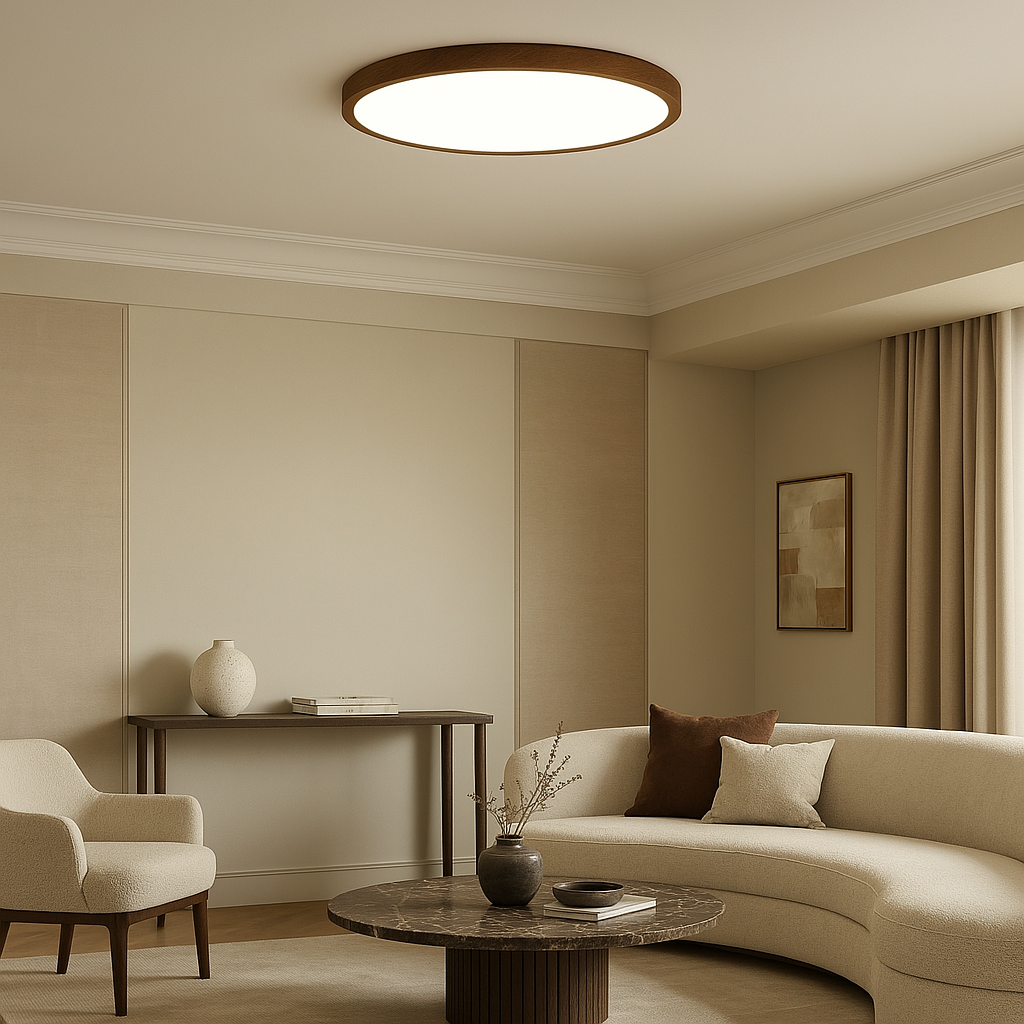 Dark wood grain ceiling light