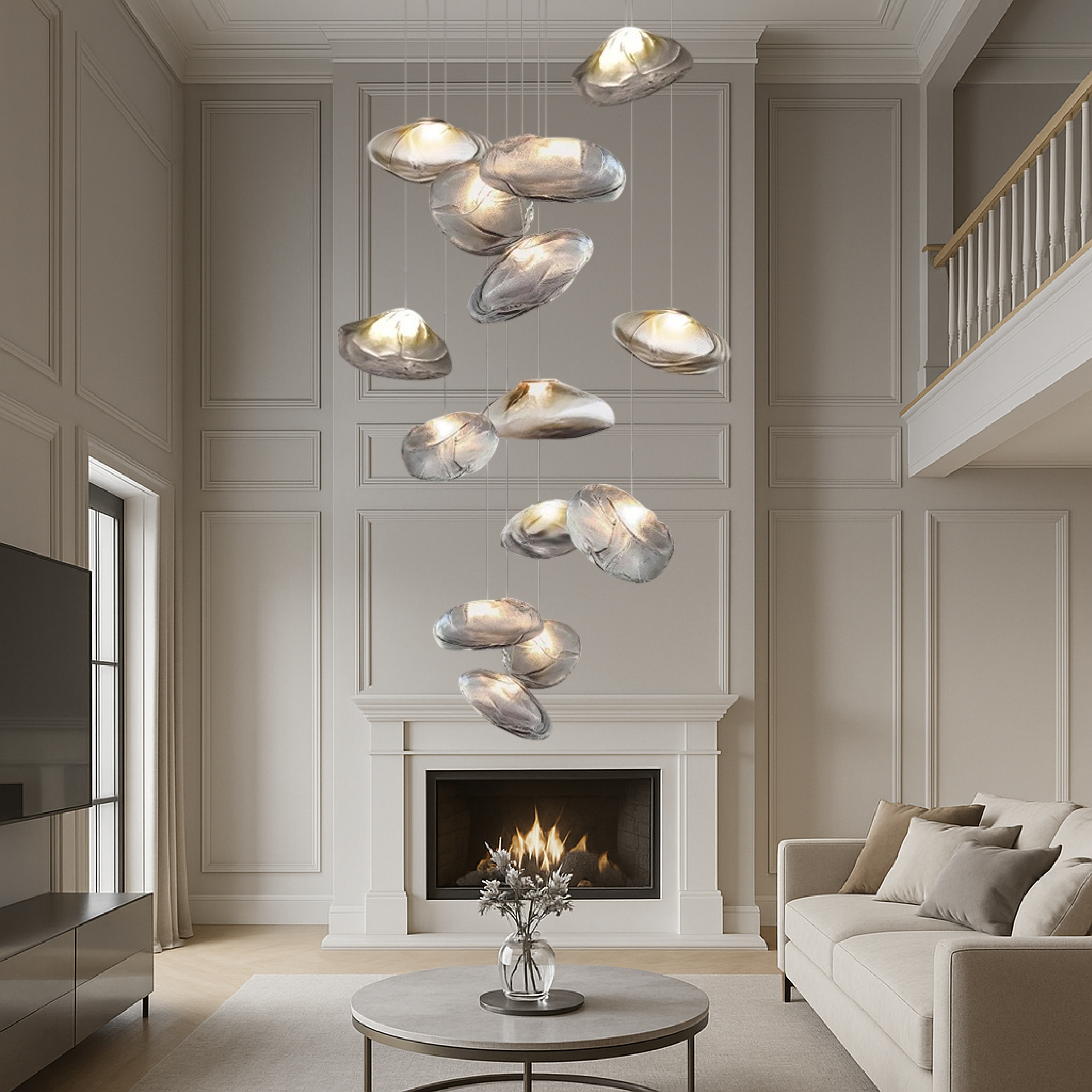 Nordic Glass Chandelier Villa