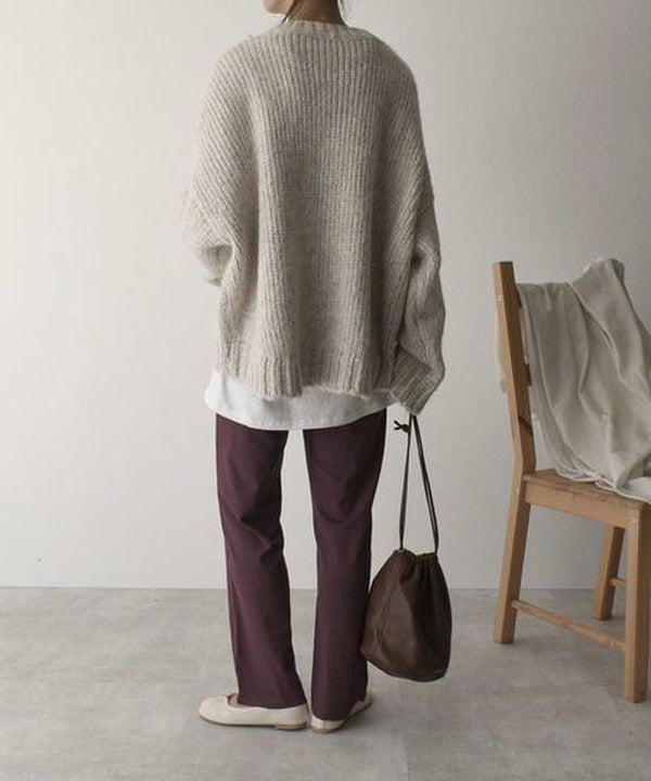 Pull oversize en maille Hazel pour femmes avec poche ivoire, vêtement d'extérieur élégant