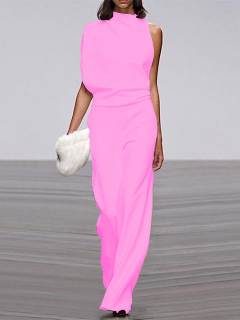 Combinaison élégante rose à silhouette flatteuse - Tenue de soirée et mode femme