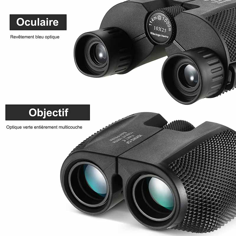 Jumelles de randonnée 10x25 compactes et puissantes - Équipement de randonnée indispensable