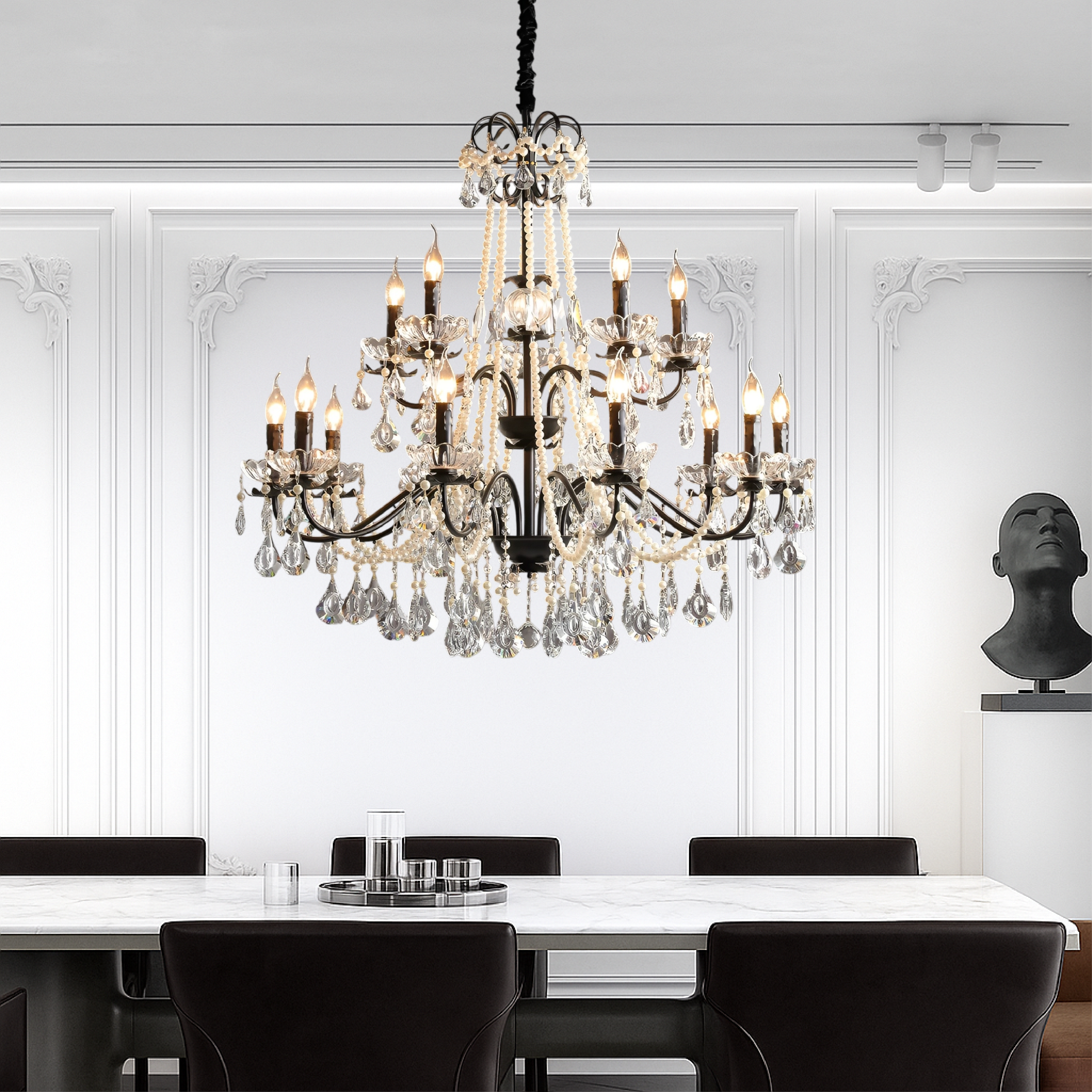 French black crystal chandelier