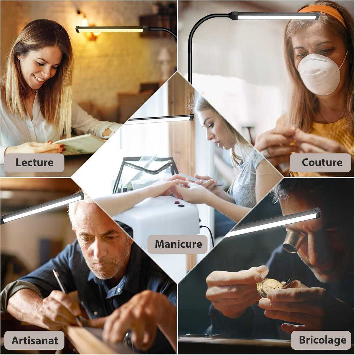 Lampadaire LED sur Pied Ajustable Modes de lumière - Idéale pour Maquillage Lecture Études et Création