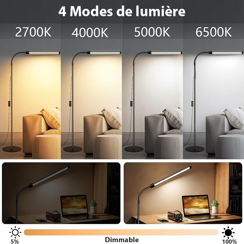 Lampadaire LED sur Pied Ajustable Modes de lumière - Idéale pour Maquillage Lecture Études et Création - Sécurité enfants pour une utilisation en toute tranquillité