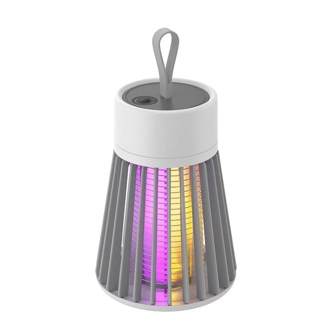 Lampe Anti-Moustique Photocatalytique UV Rechargeable USB - Mode Piège Moustiques Gris et Blanc