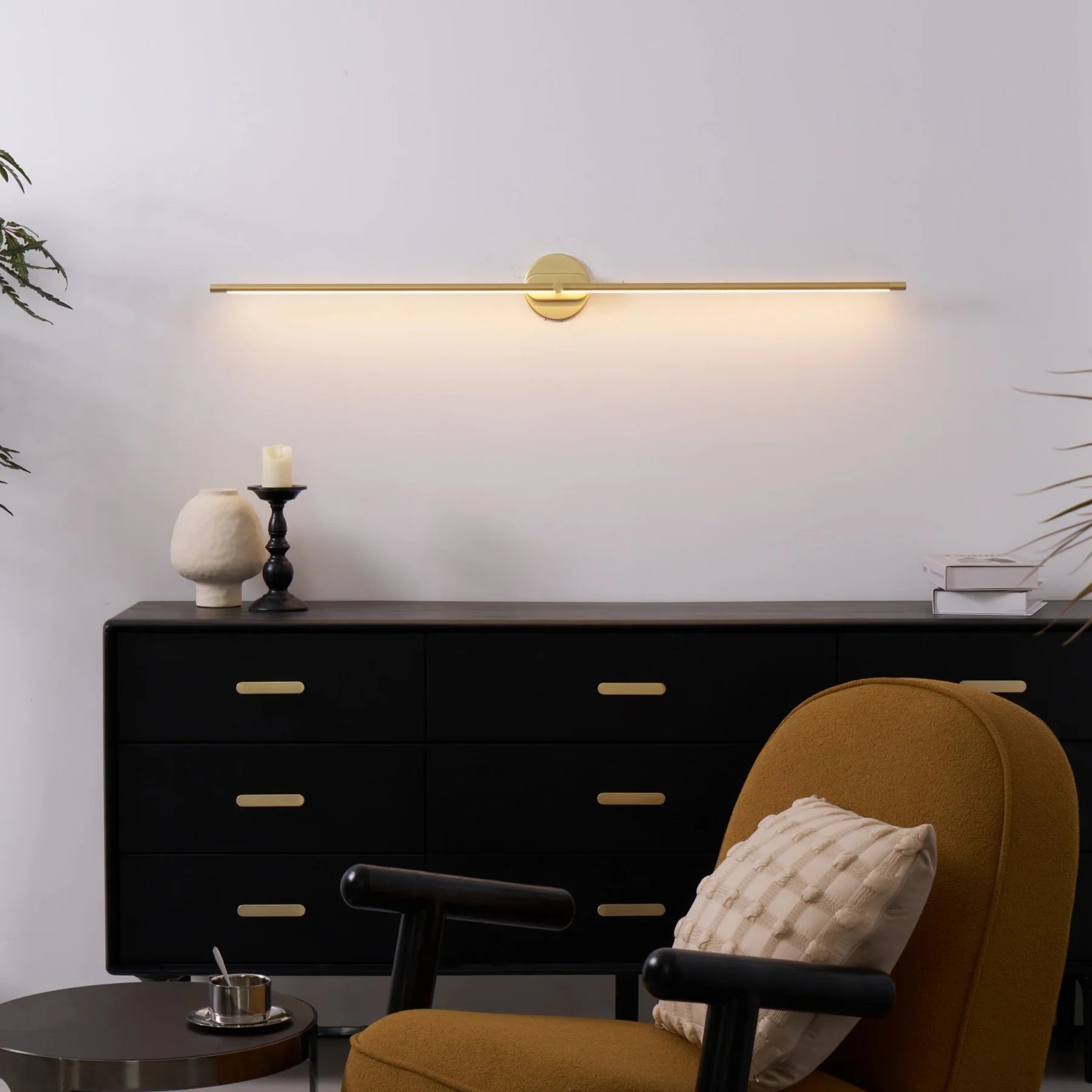 Wall-mounted light bar for bathroom above the mirror