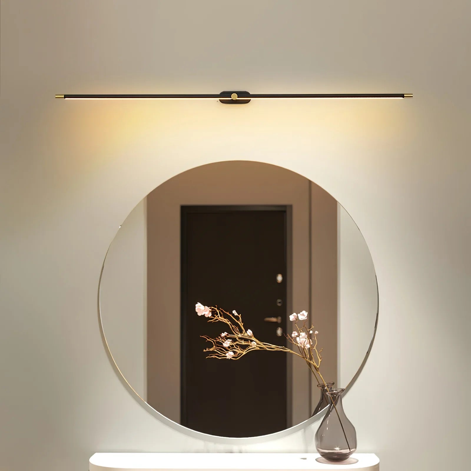Wall-mounted light bar for bathroom above the mirror