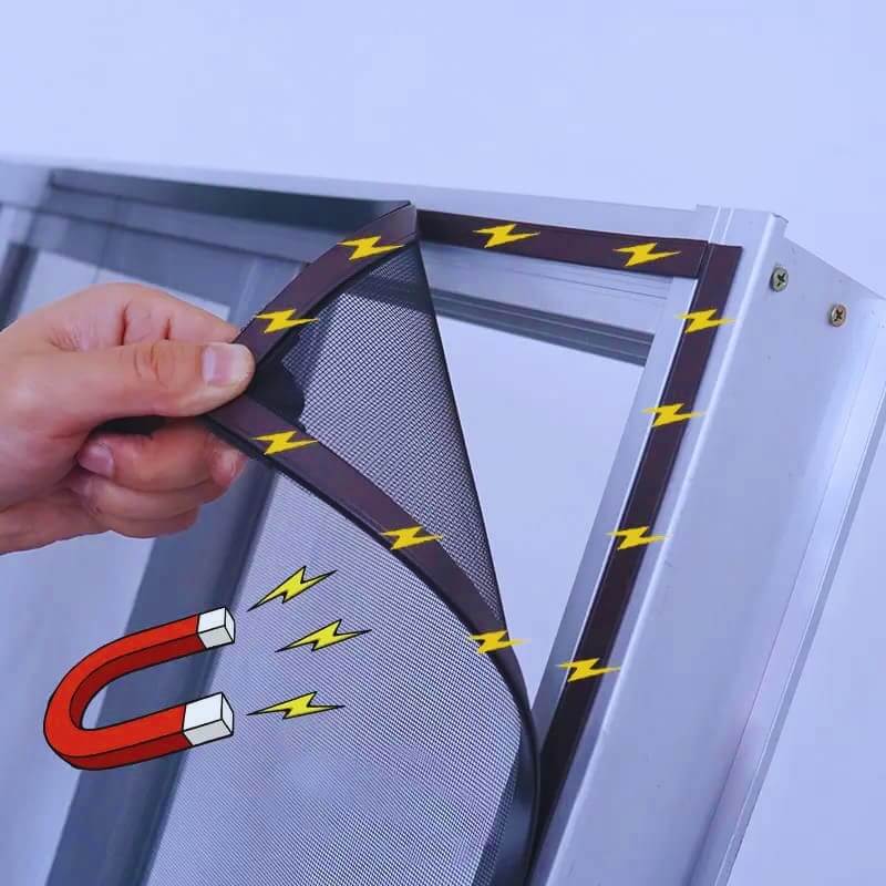 Moustiquaire Magnétique pour Fenêtres Noir - Robuste Ignifuge, Fenêtre Design dog