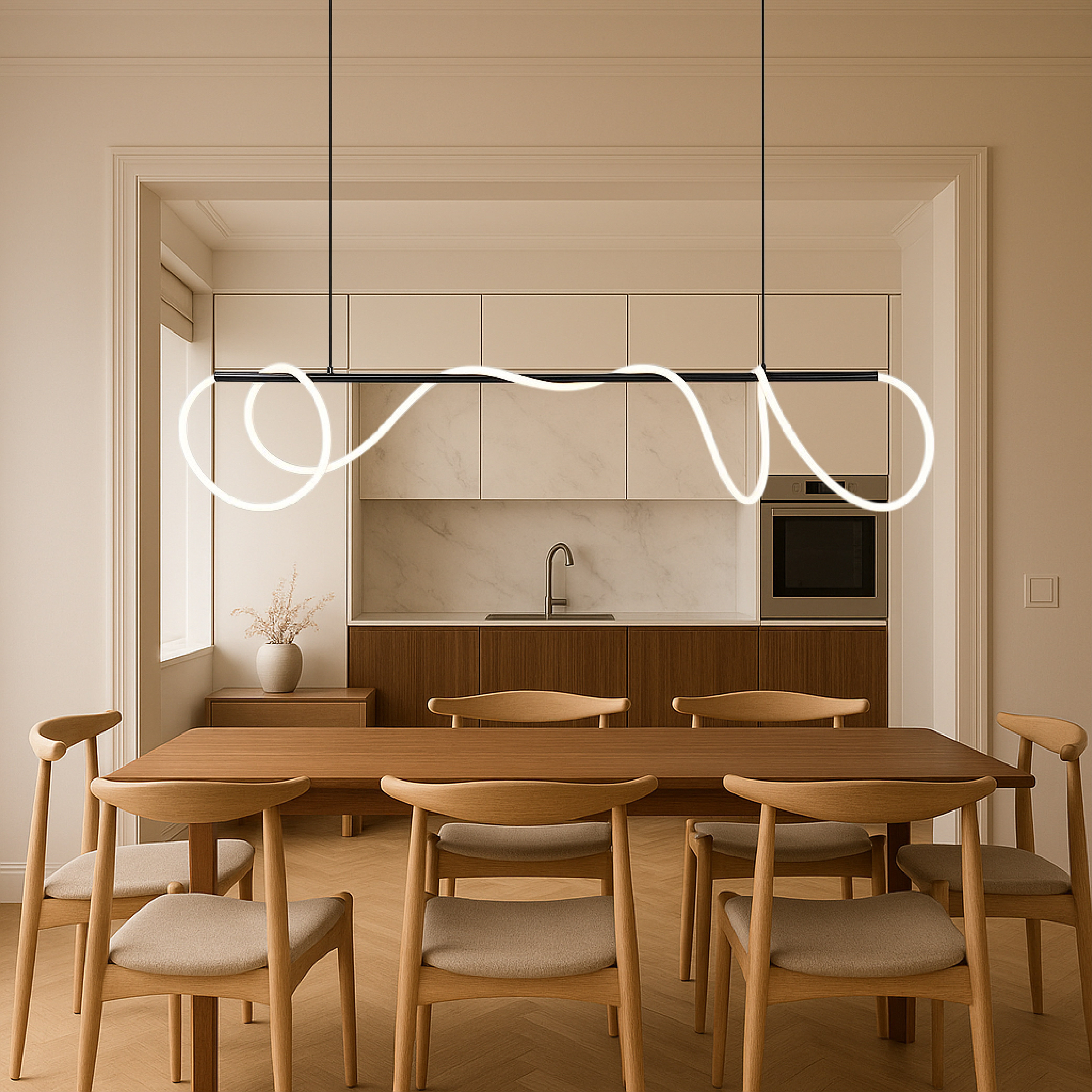 Linear suspension for kitchen table