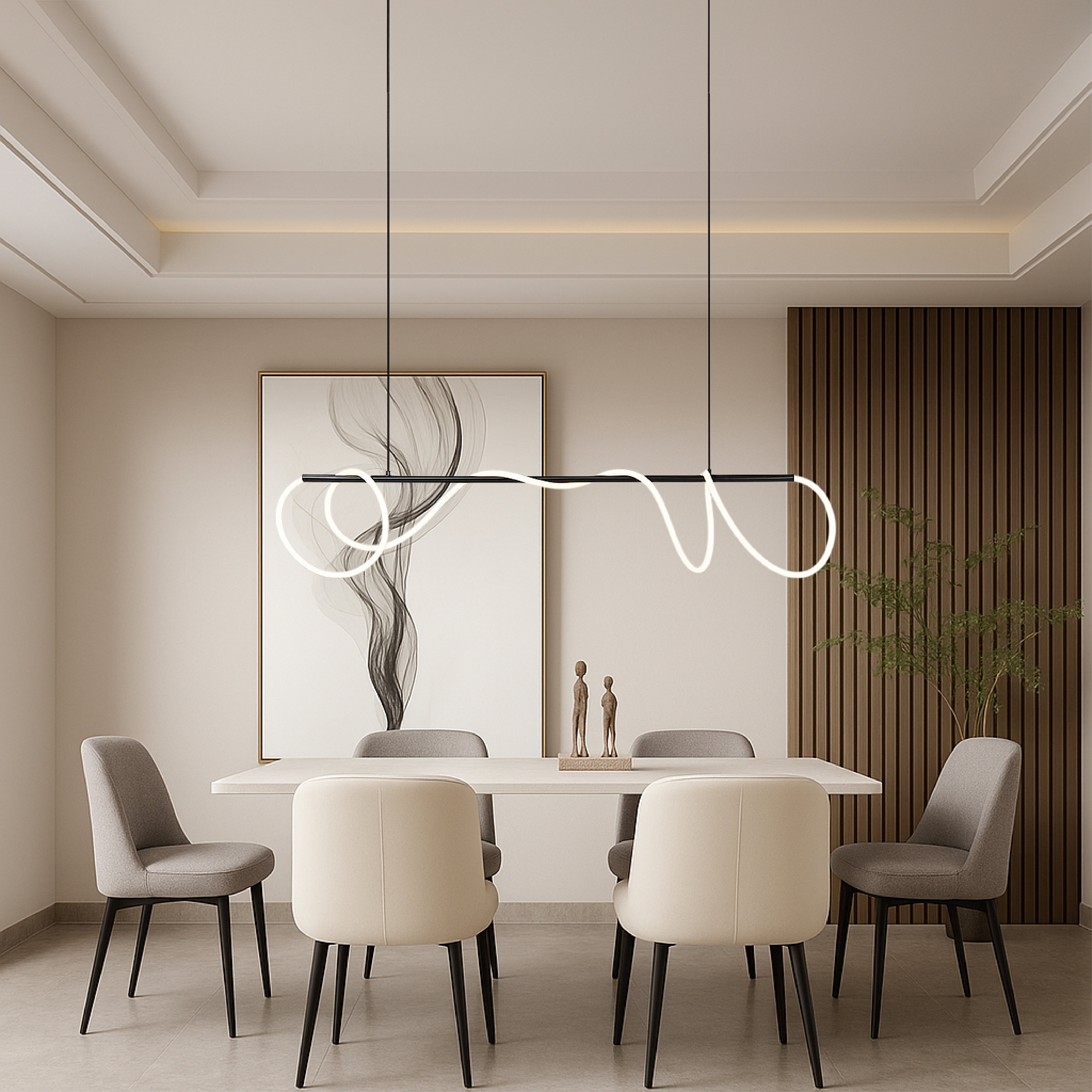 Linear suspension for kitchen table