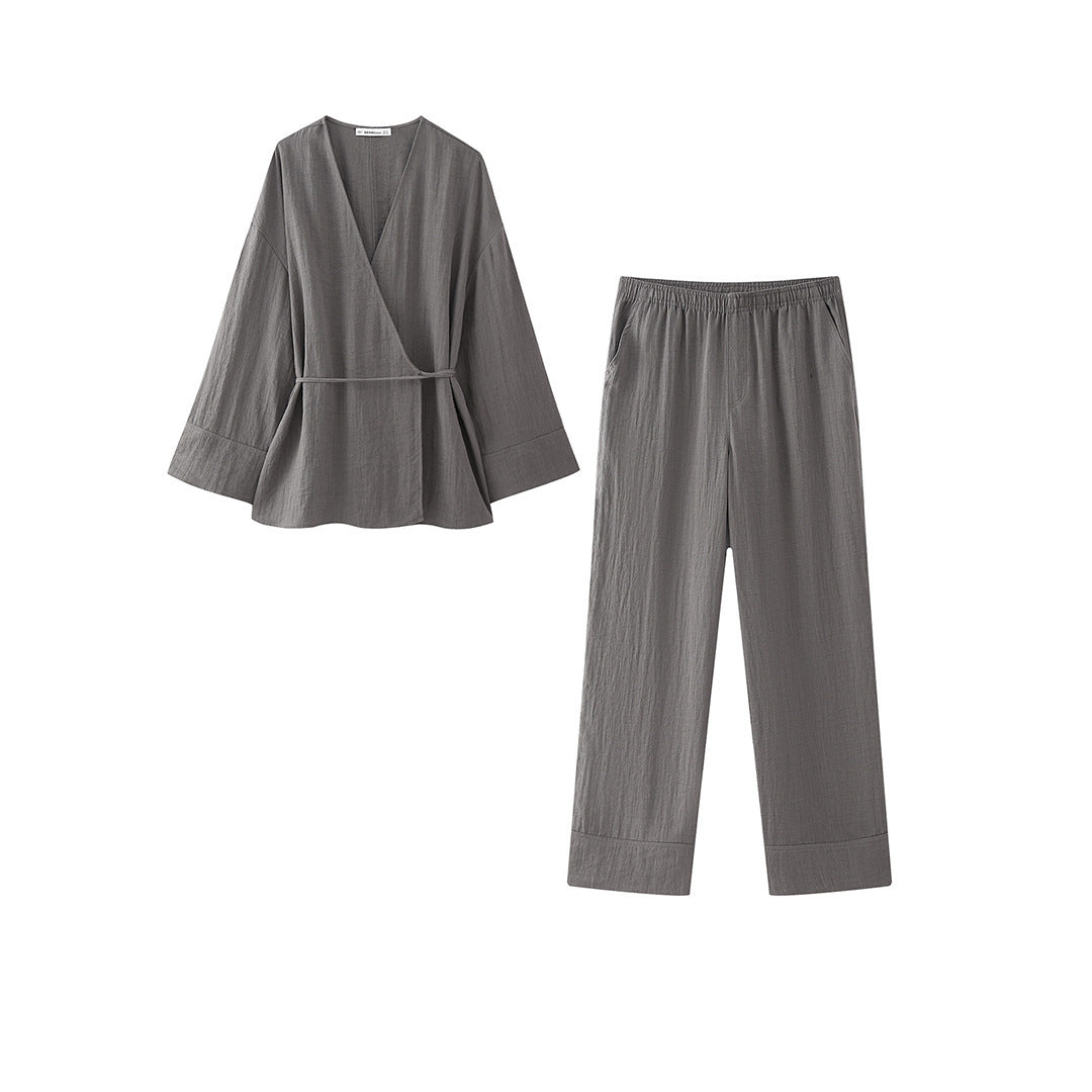 Ensemble Kimono Pièces Norma en Gris - Style Polyvalent et Confortable pour Femme