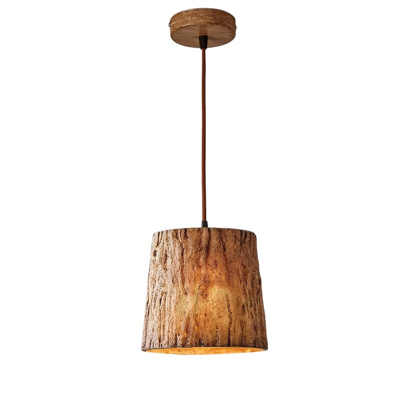Pendant lamp made of wooden logs