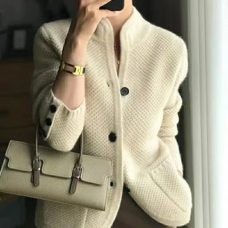 Veste en laine de cachemire épaisse Beige - Luxe intemporel et confort supérieur