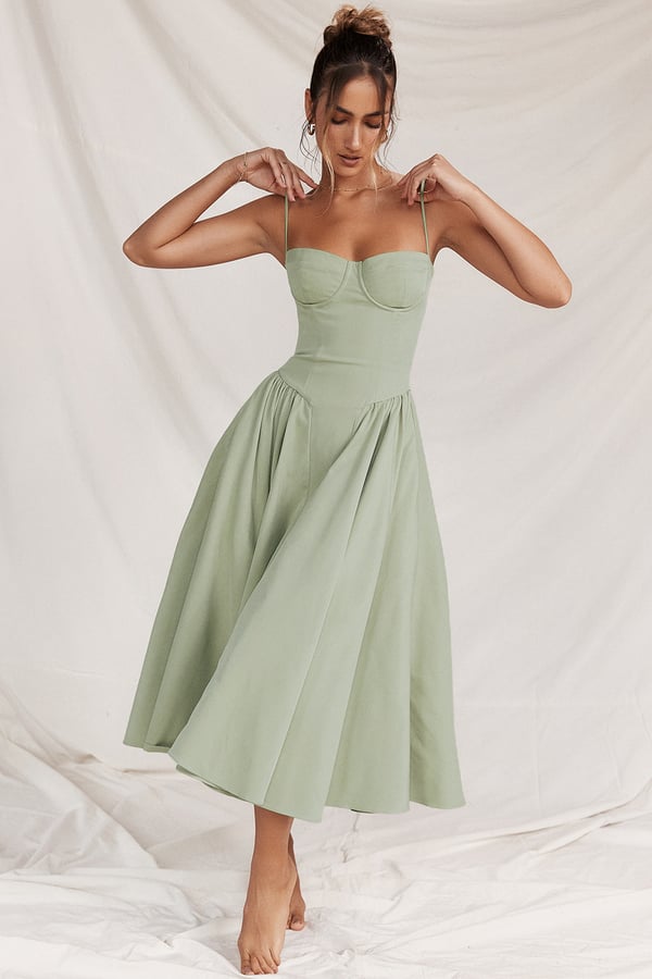 Robe Sans Manches avec Ajustement Corset - Menthe: Confection de Qualité et Élégance Féminine