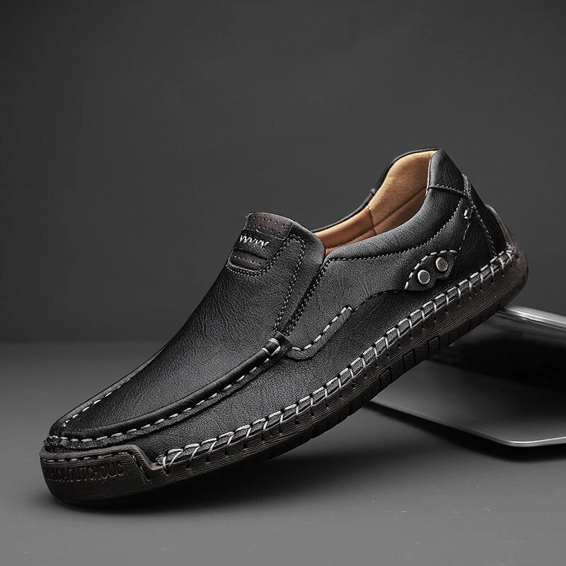 Chaussures en Cuir Véritable Romain, qualité supérieure en Noir travel bottle