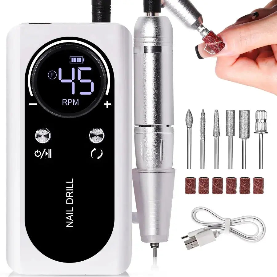 Ponceuse Ongles Rechargeable 45000RPM - Faible Bruit | Blanc dog travel bottle le