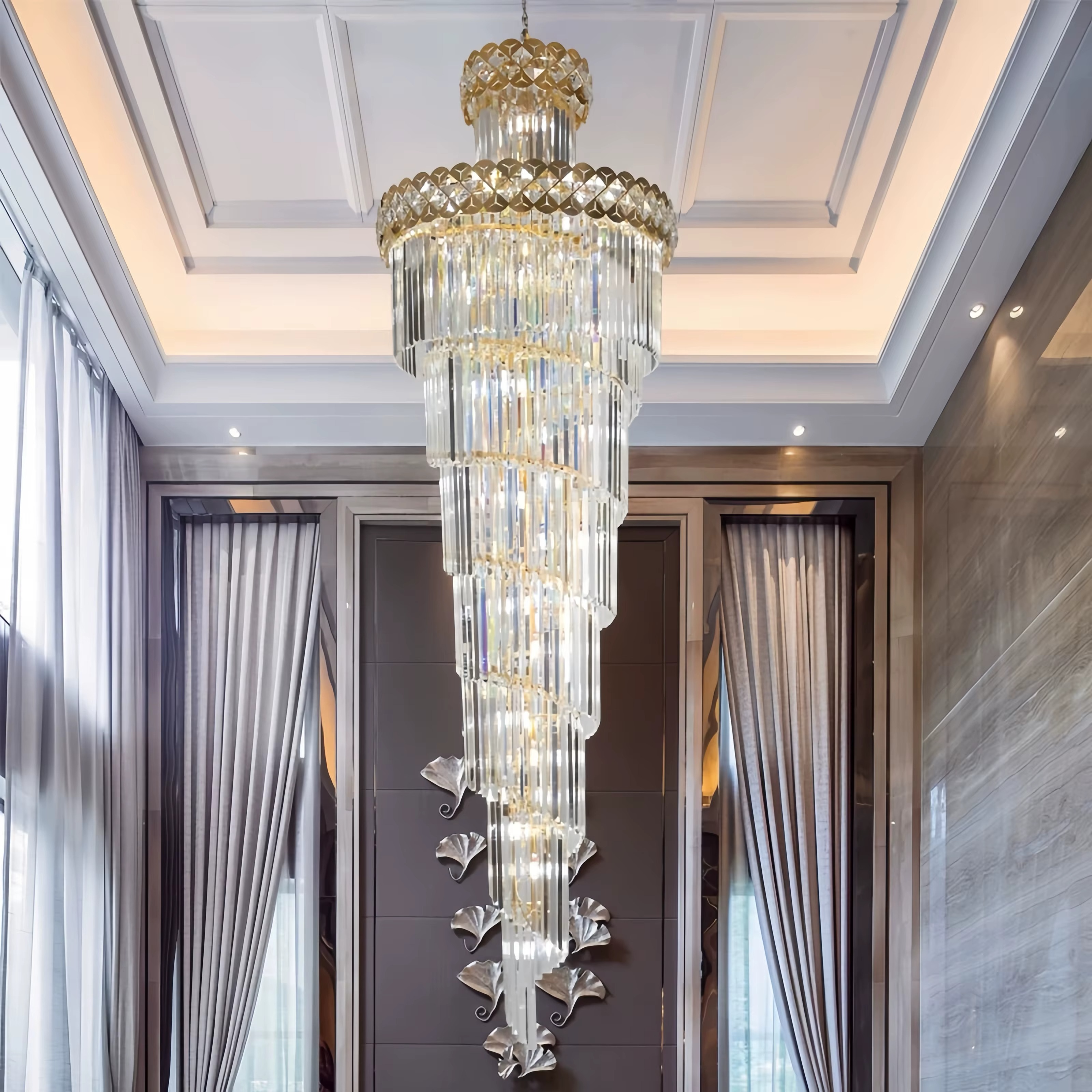 Modern crystal staircase chandelier