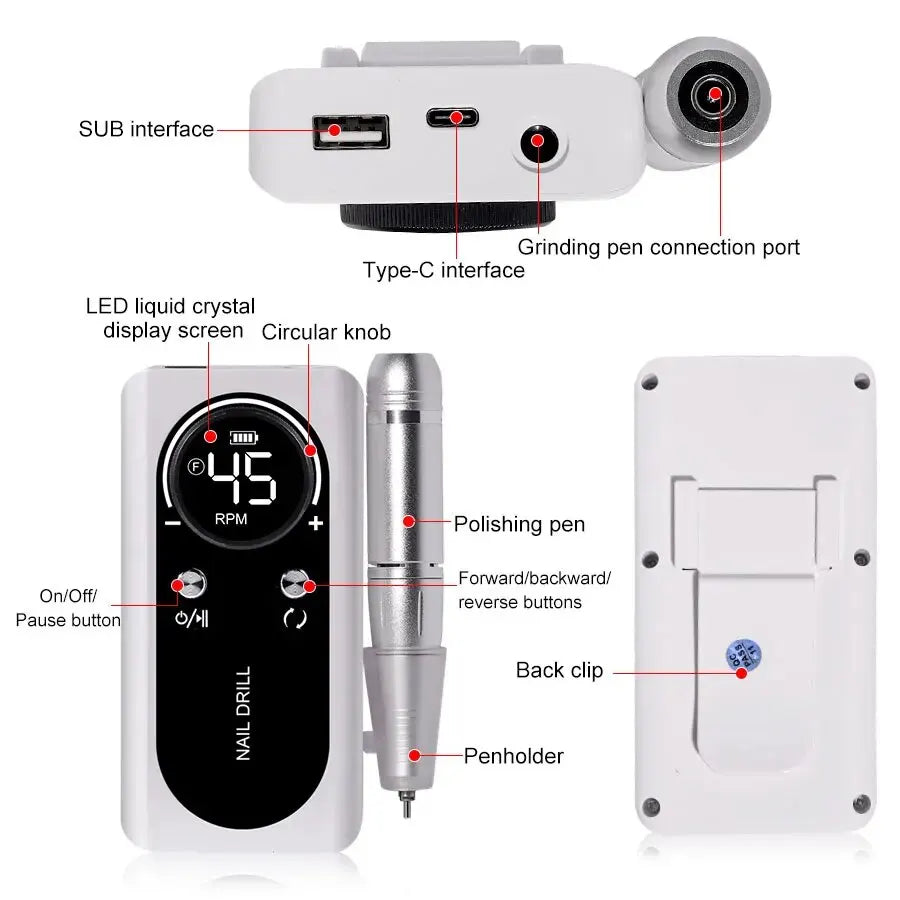 Ponceuse Ongles Rechargeable 45000RPM - Silencieuse et puissante dog travel bottl