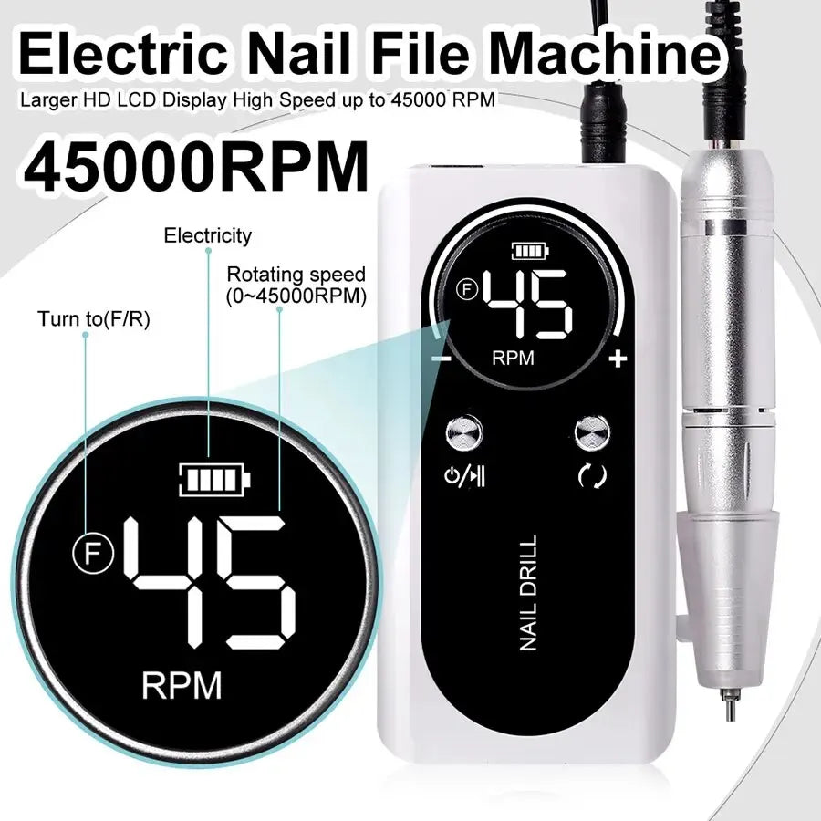 Ponceuse Ongles Rechargeable 45000RPM avec écran LCD intelligent dog travel bottl