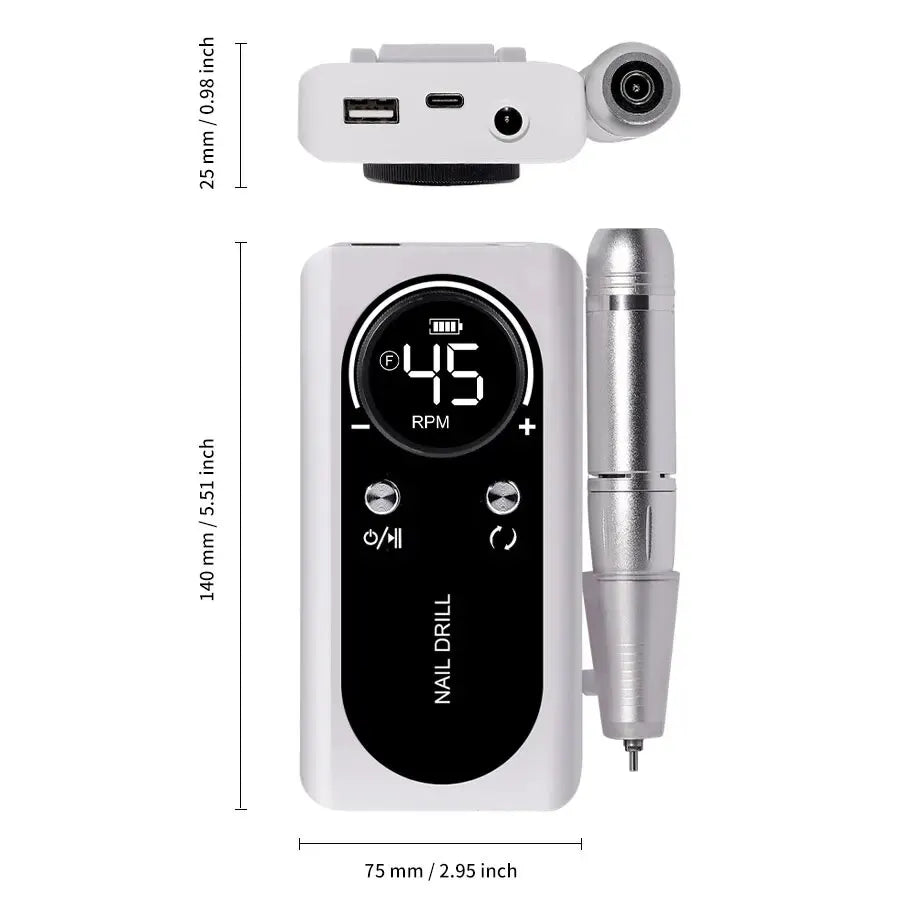 Ponceuse Ongles Rechargeable 45000RPM - Faible Bruit | Outil Manucure Salon dog t