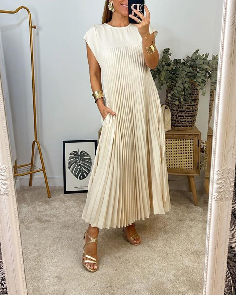 Robe plissée sans manches Serenity en coton mélangé pour un confort quotidien et un look moderne