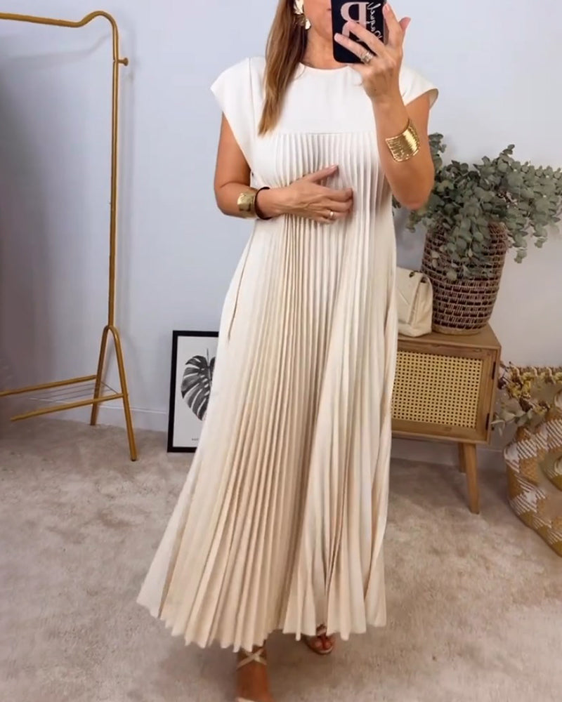 Robe plissée sans manches Serenity en coton mélangé pour un confort quotidien et un look moderne