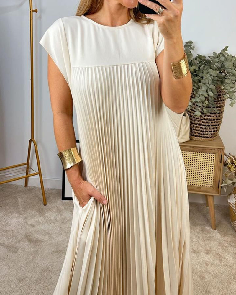 Robe plissée sans manches Serenity en coton mélangé pour un confort quotidien et un look moderne