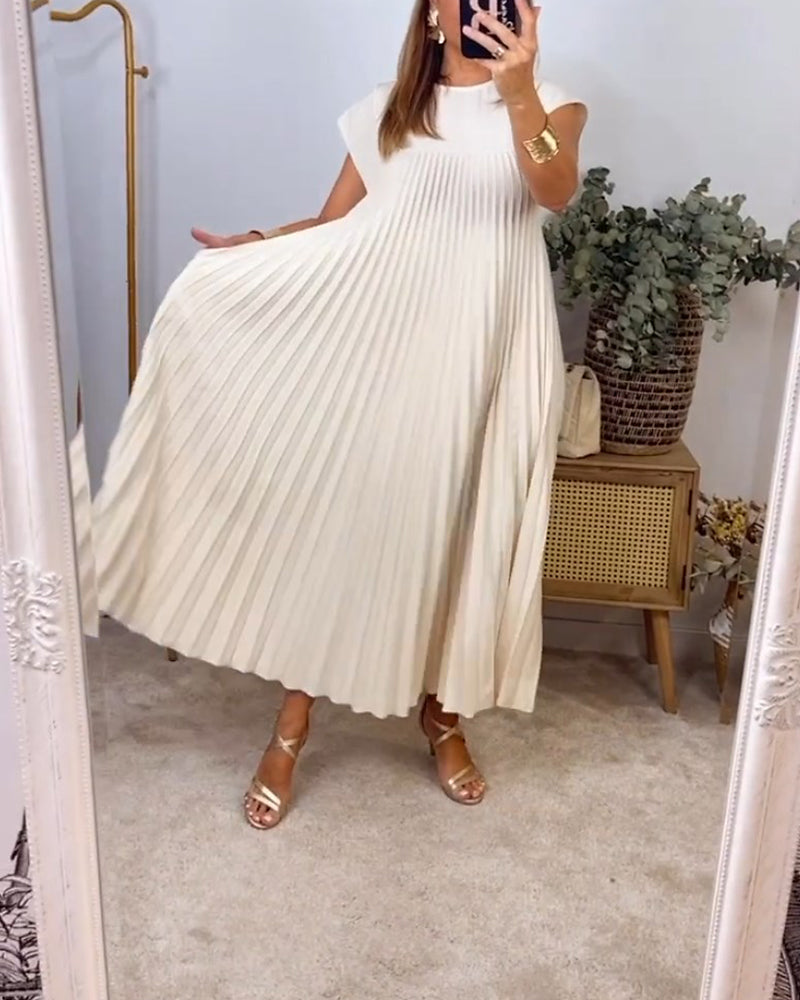 Robe plissée sans manches Serenity en coton mélangé pour un confort quotidien et un look moderne