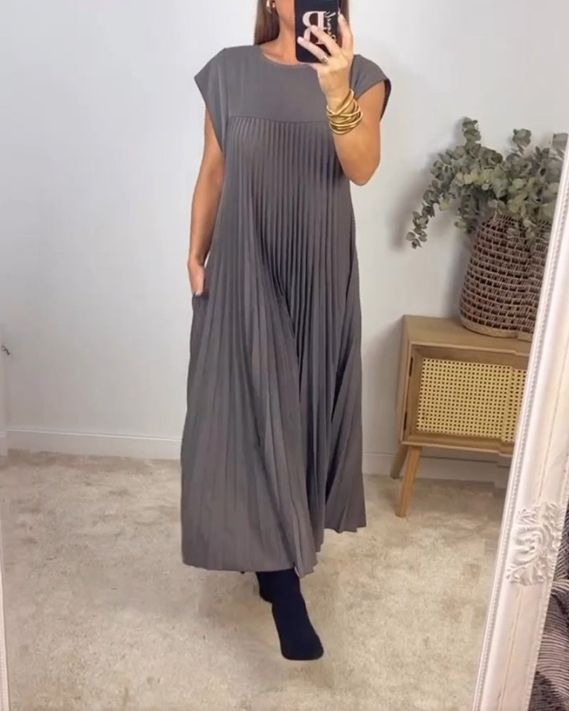 Robe plissée sans manches Serenity en coton mélangé pour un confort quotidien et un look moderne