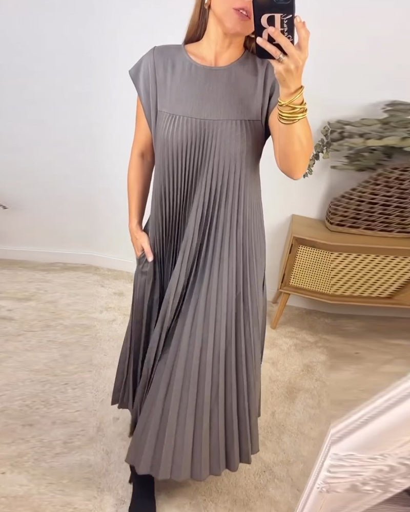 Robe plissée sans manches Serenity en coton mélangé pour un confort quotidien et un look moderne