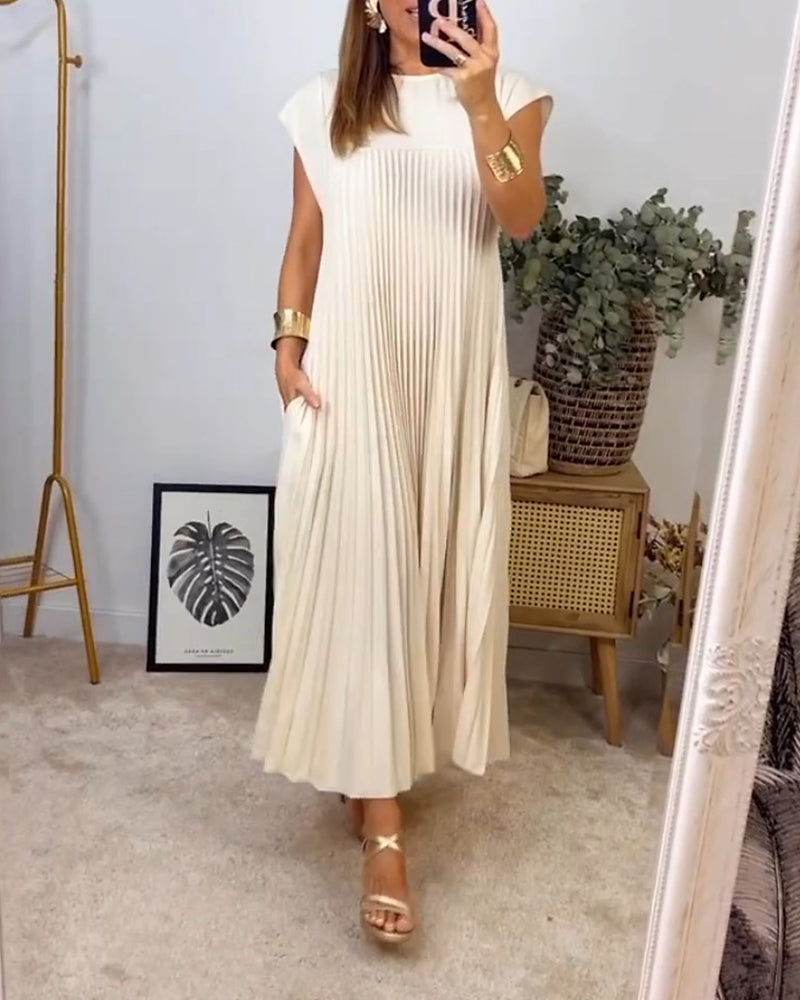 Robe plissée sans manches Serenity en coton mélangé pour un confort quotidien et un look moderne