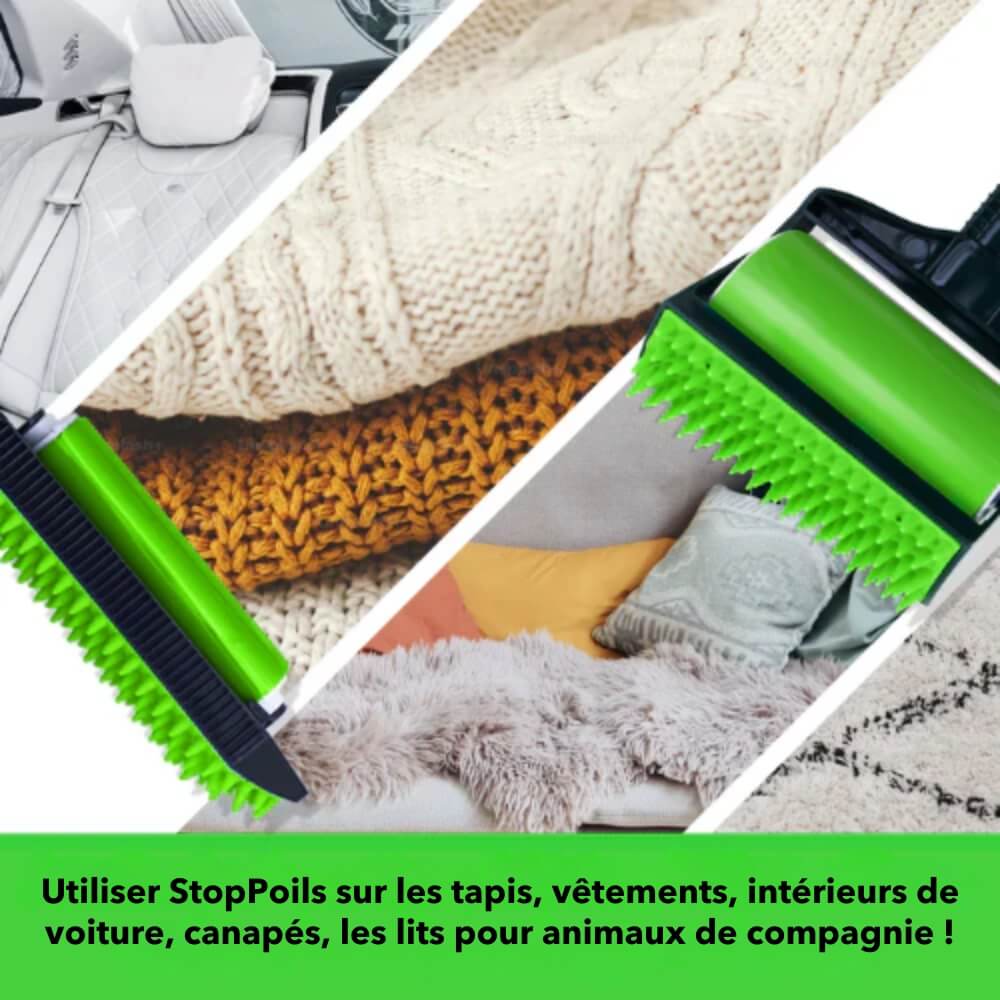 StopPoils - Brosse & Rouleau Réutilisable pour une Élimination Efficace des Poils