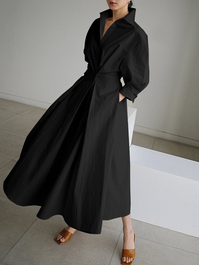 Robe chic tendance en mélange coton, manches longues, confort élégant dog travel