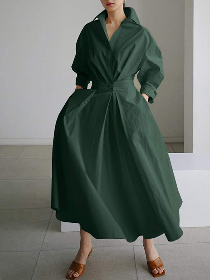 Robe chic tendance en mélange coton, manches longues, confort élégant dog travel