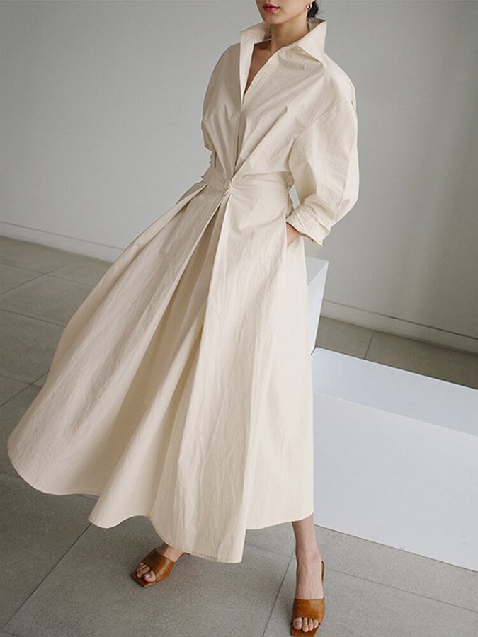 Robe chic tendance en mélange coton, manches longues, confort élégant dog travel