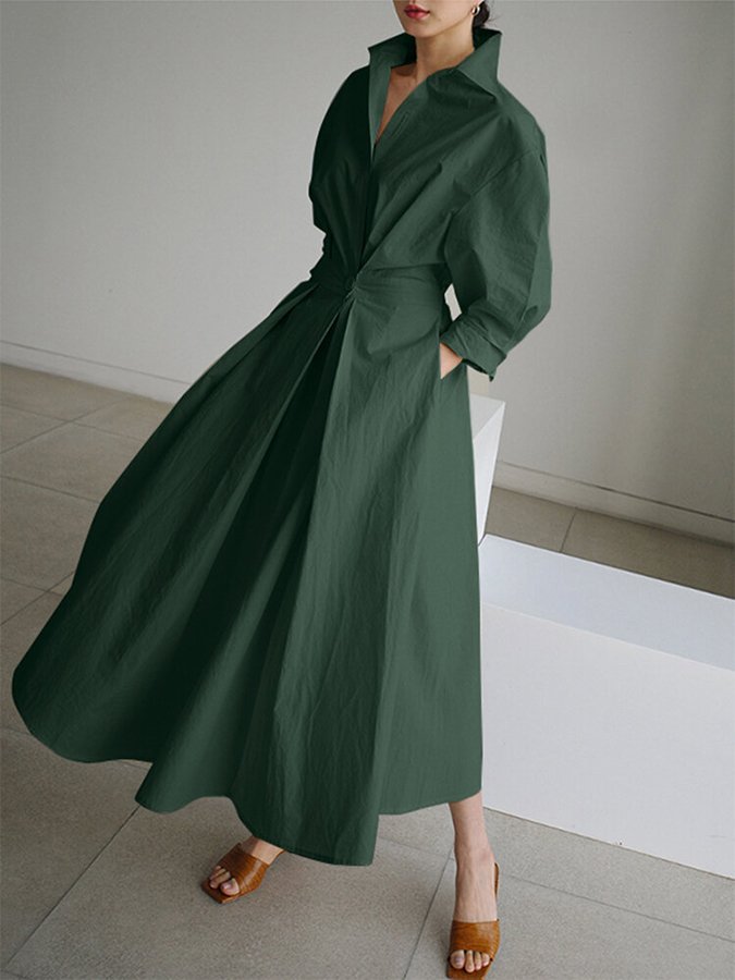 Robe verte chic tendance , style rétro, confort élégant, mélange coton dog travel