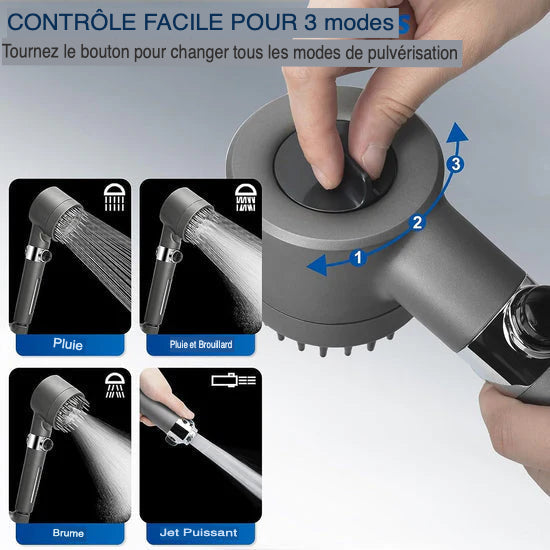 Tête de douche à massage avec modes de spray variés pour tous les membres de la famille