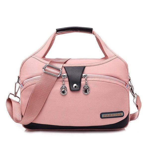 Sac à main WanderChic rose en style moderne et polyester durable pour femmes dog
