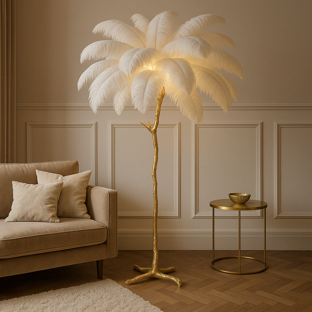 Feather floor lamp