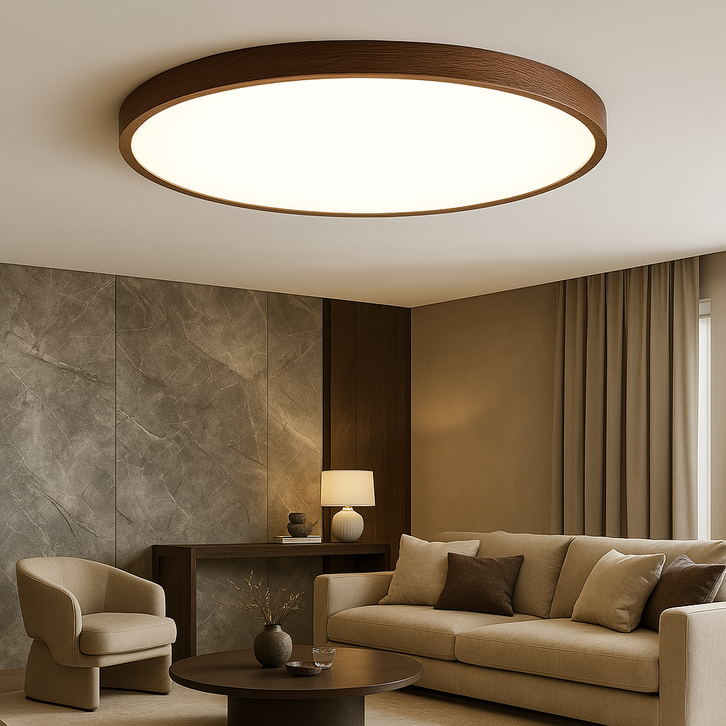 Dark wood grain ceiling light