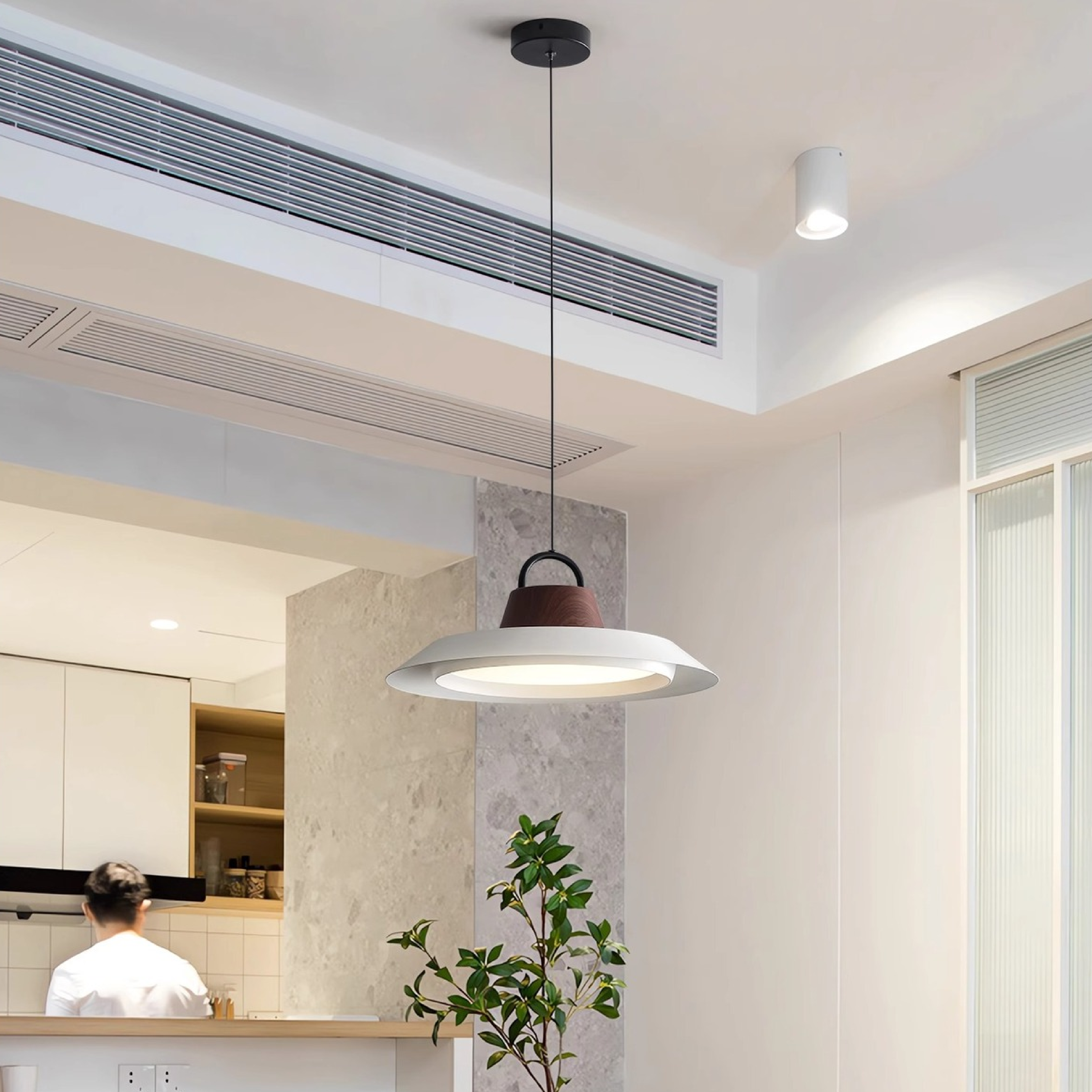 Scandinavian pendant lamp in wood/metal