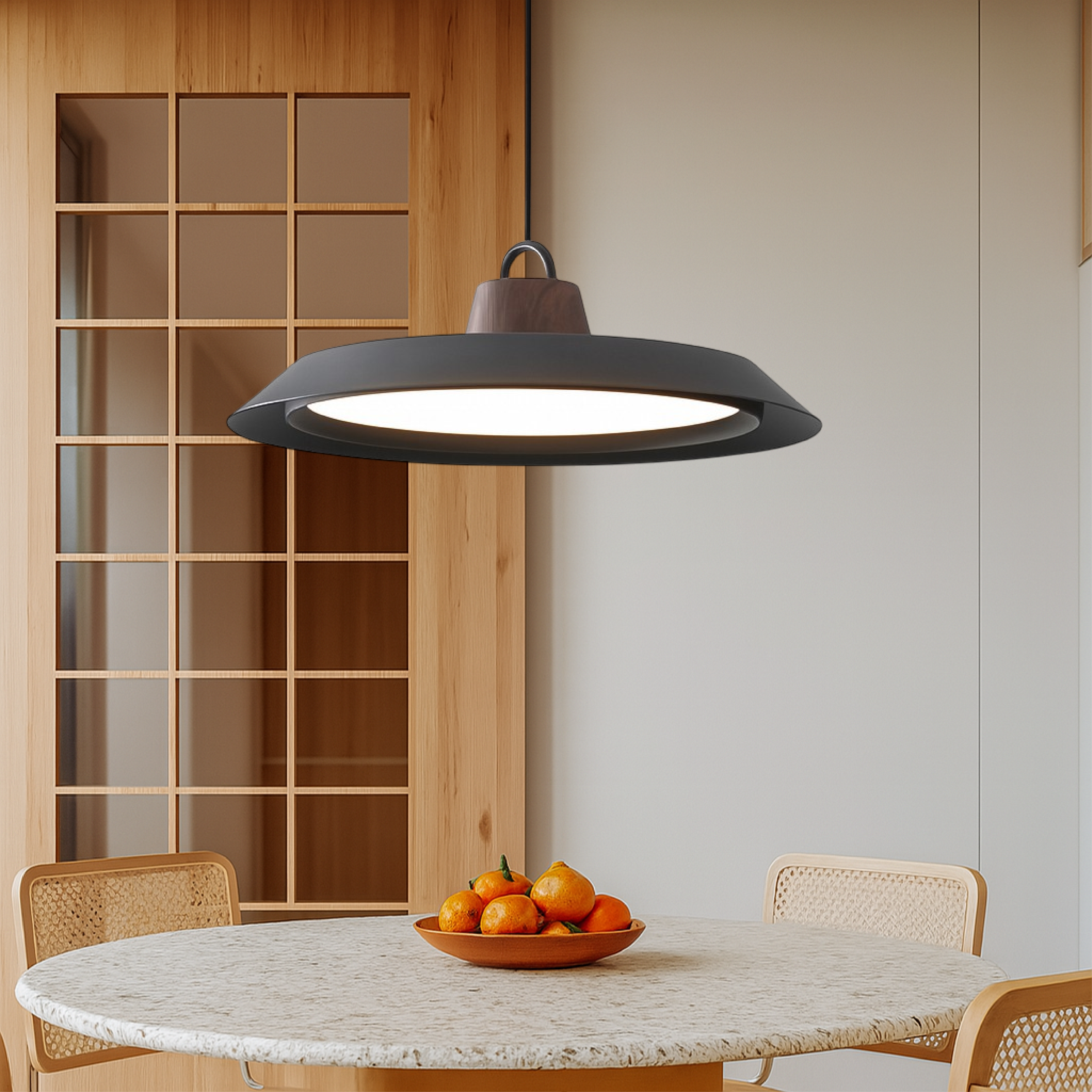 Scandinavian pendant lamp in wood/metal
