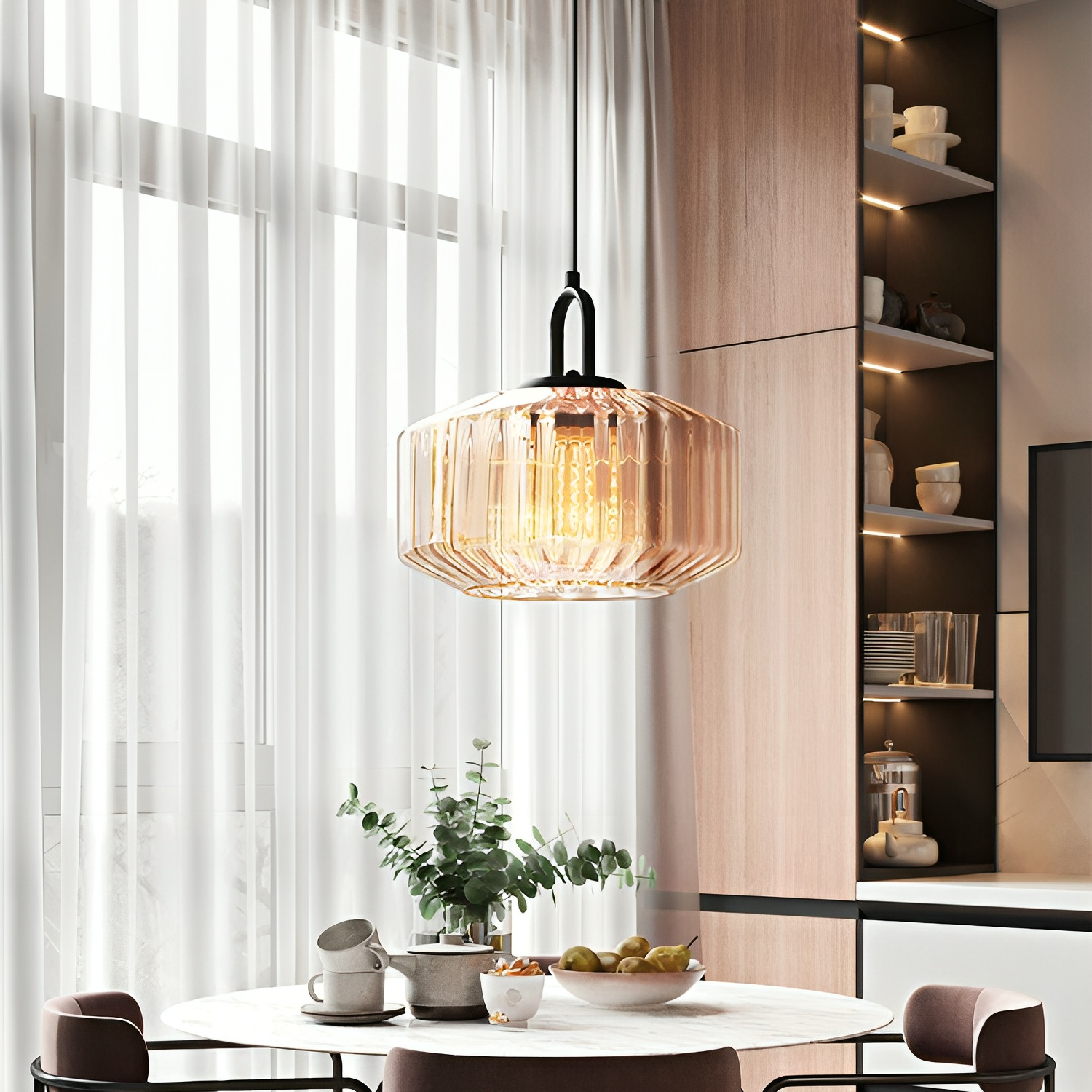 Colored glass pendant lamp