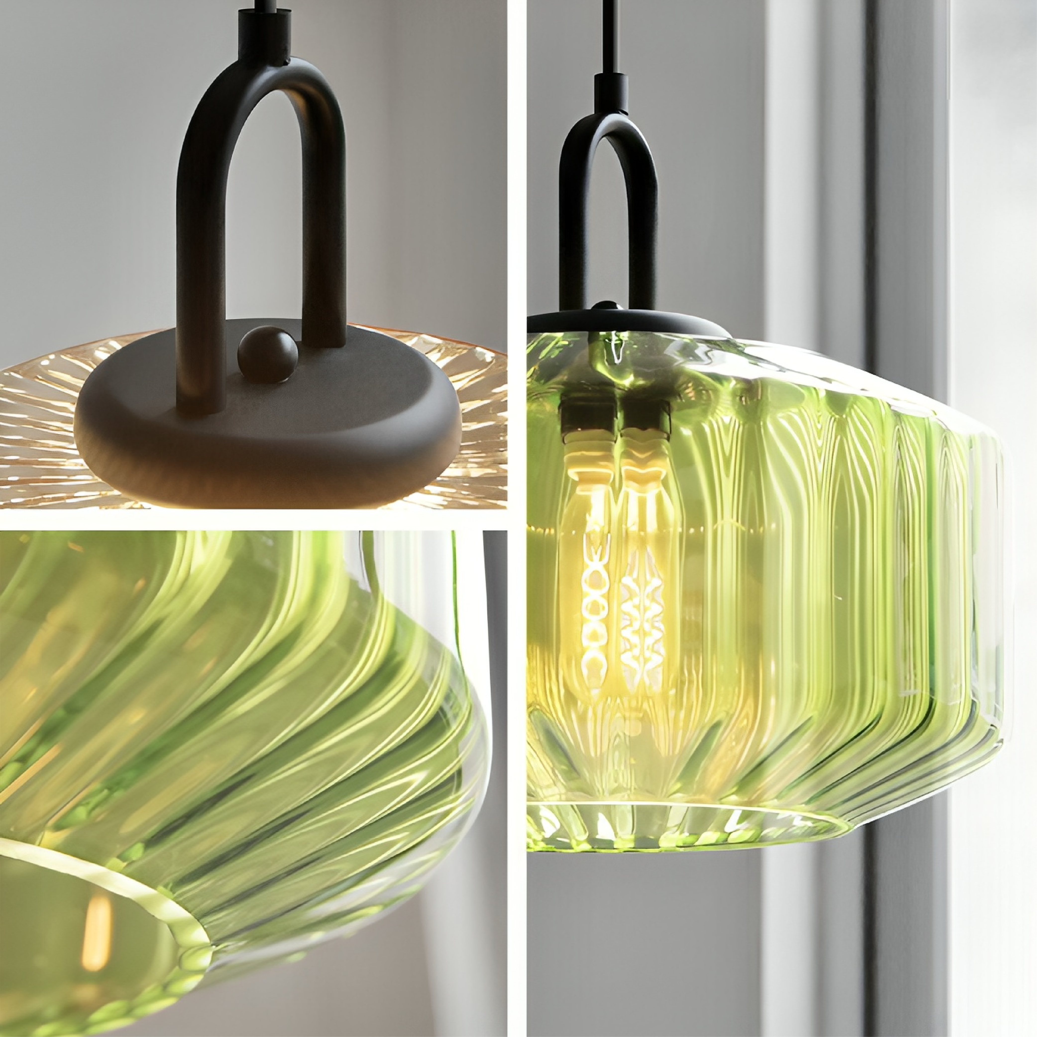 Colored glass pendant lamp