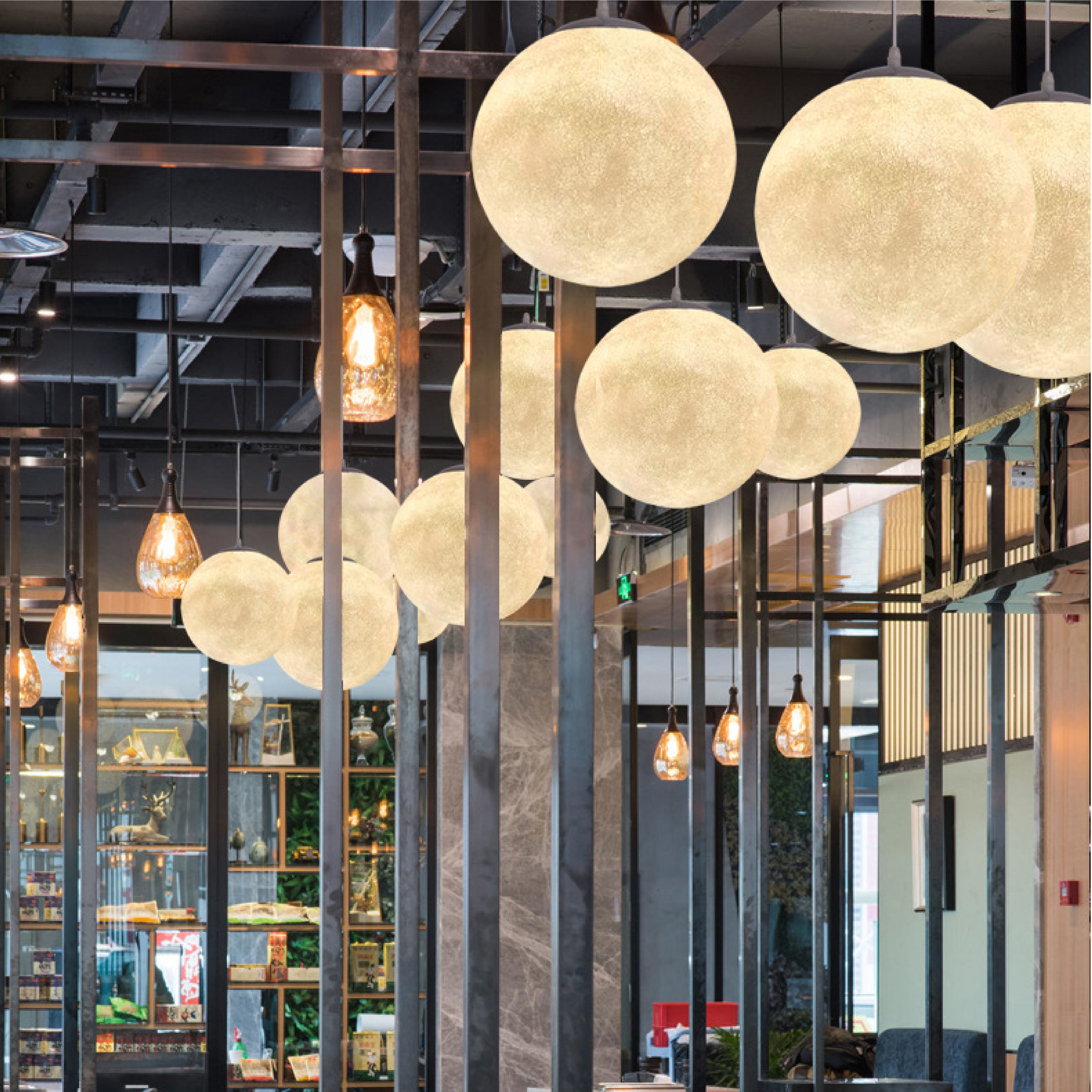 Pendant lamp with moon pattern
