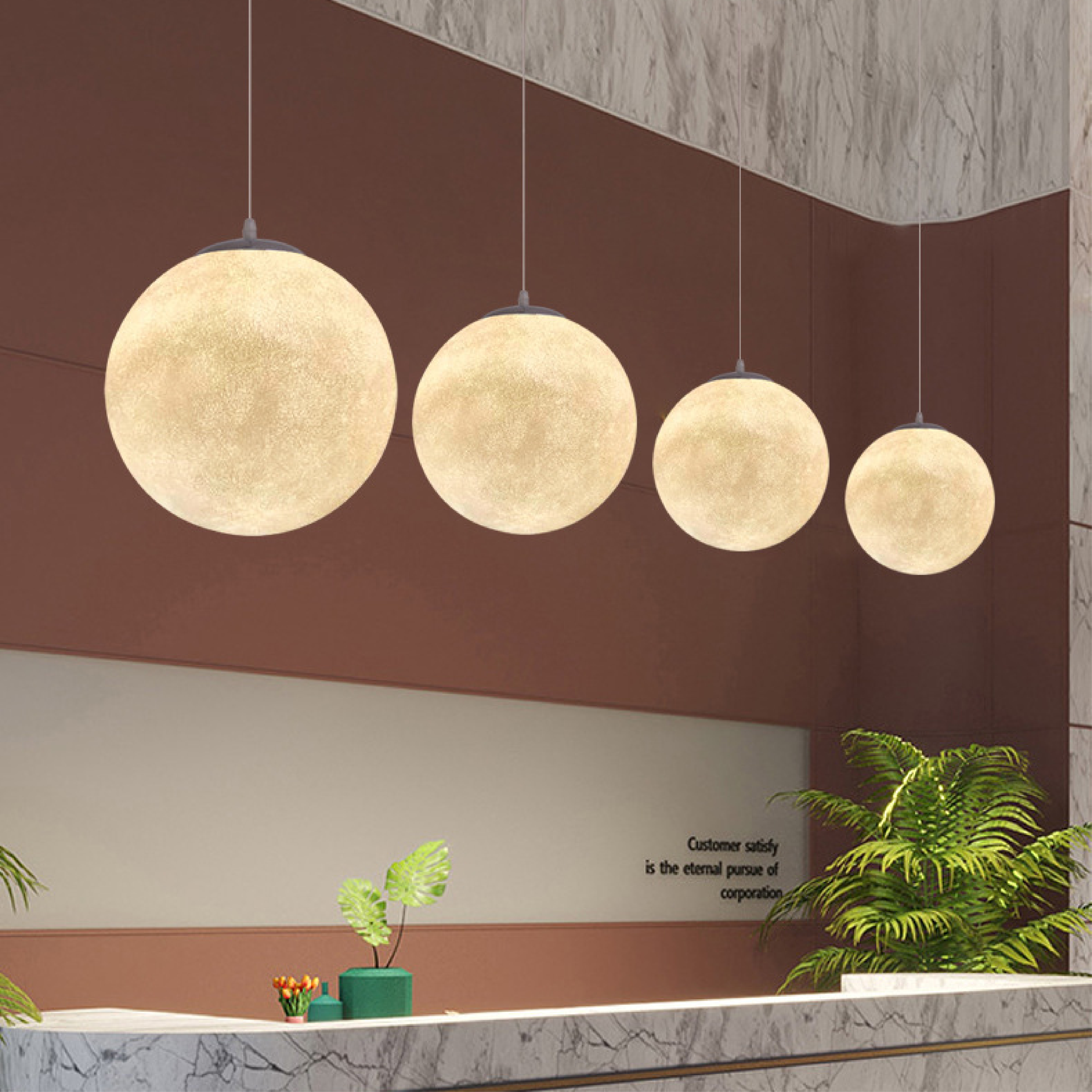 Pendant lamp with moon pattern