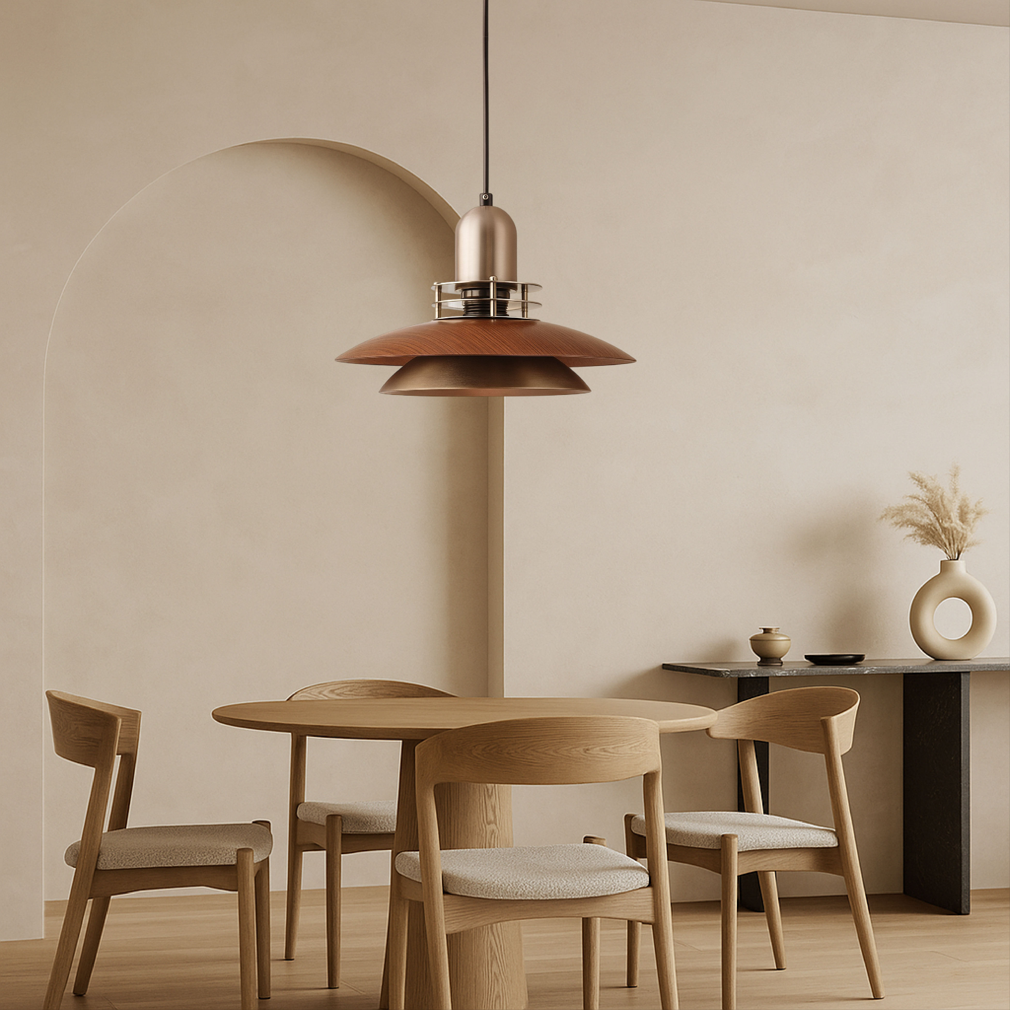 Walnut wood pendant lamp